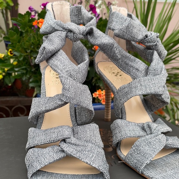 New Vince Camuto Gray Faux Wrap Strappy High Heel Sandals - Picture 14 of 16